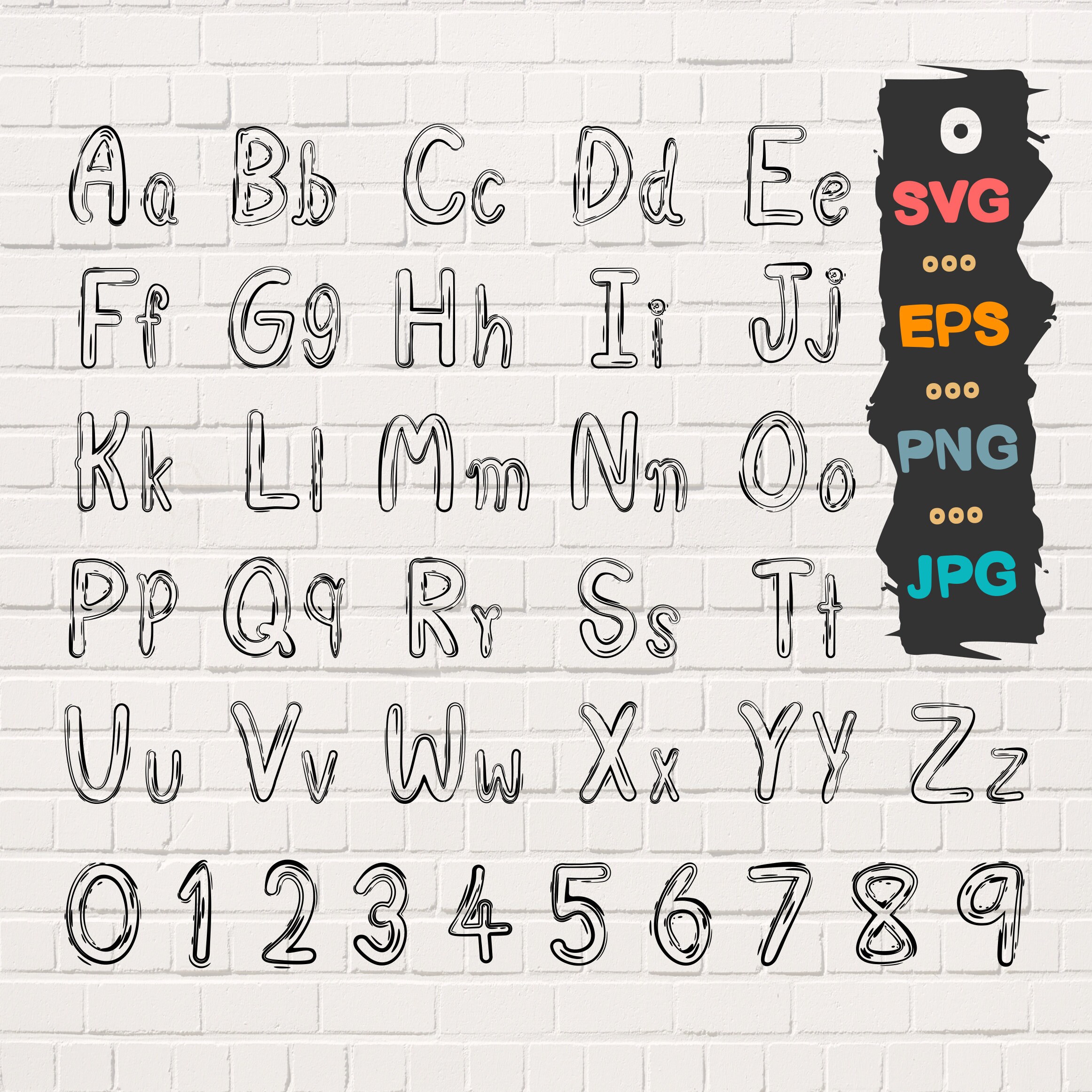 Handlettered Svg Font Handlettered Style Alphabet Cut File Alphabet Svg Png Jpeg Handlettered SVG File Handlettered Alphabet SVG