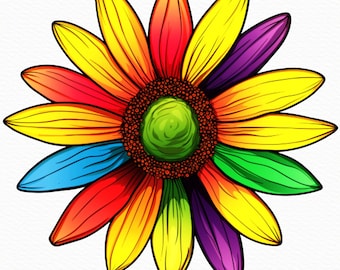 Rainbow Pride Flower Art, LGBTQ Sign (Digital Download)
