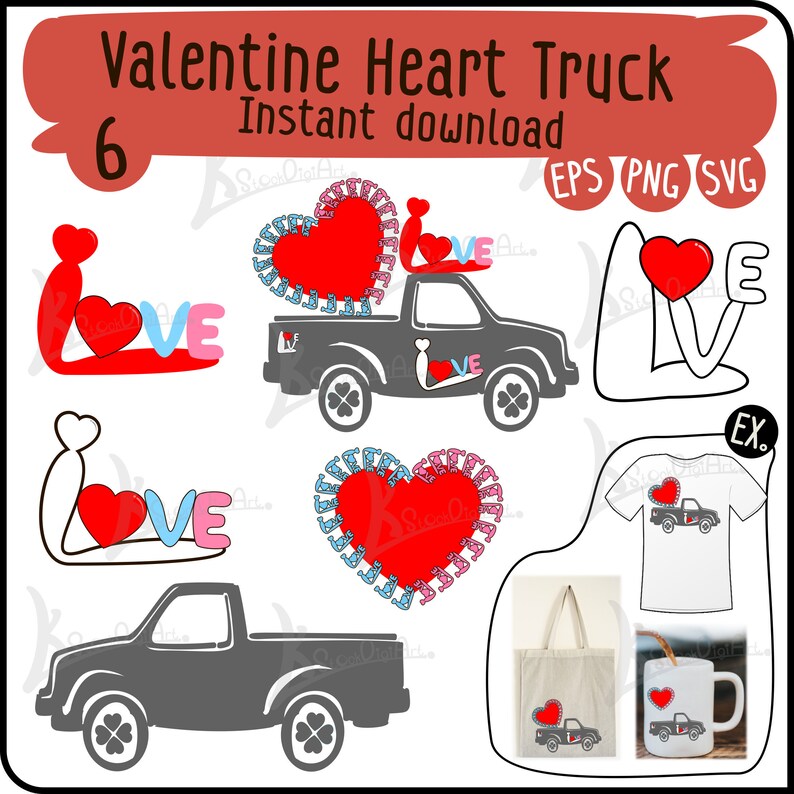Download Valentines Truck svg,Valentine's Day png eps Valentines svg Cutting File svg Conversation Hearts ...