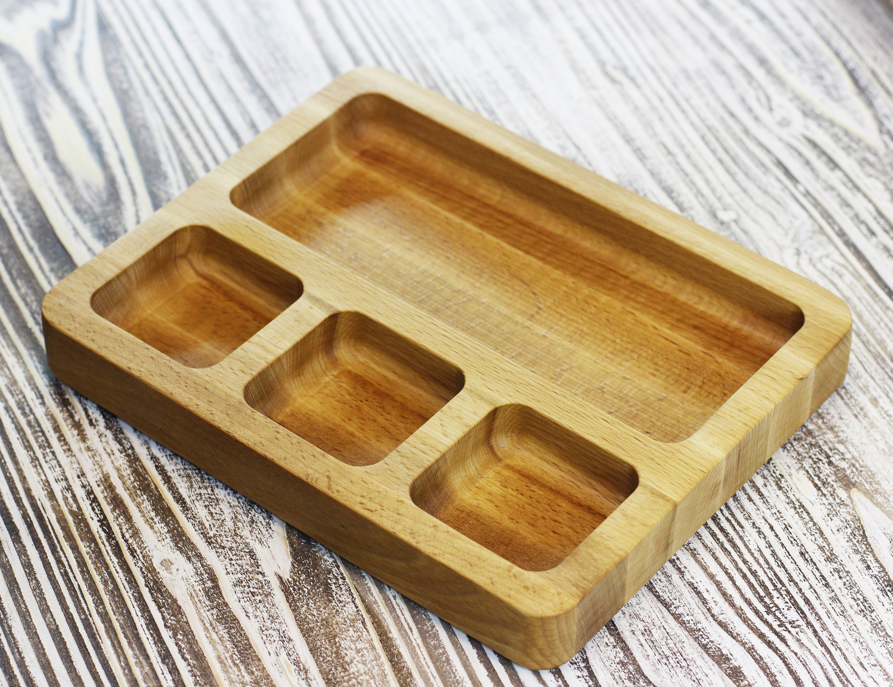 Snack Sets Wooden Snack Plate with sections Trays & Platters