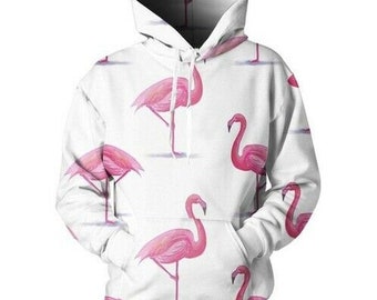 Hoodie with embroidery-Flamingo flamingo slyle Sweatshirts with a fringeoversize