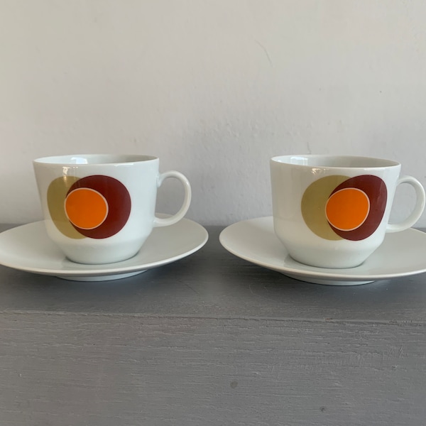 Espresso cup and saucer set. Vintage Bavarian coffee set. Small coffee cup and saucer set of two. Retro coffee cup. Bareuther Waldsassen