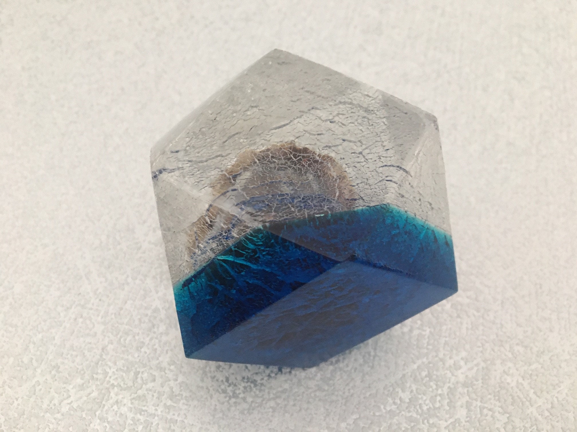 Vintage Geometric Lucite Paperweight Pearl and Oyster Shell Etsy