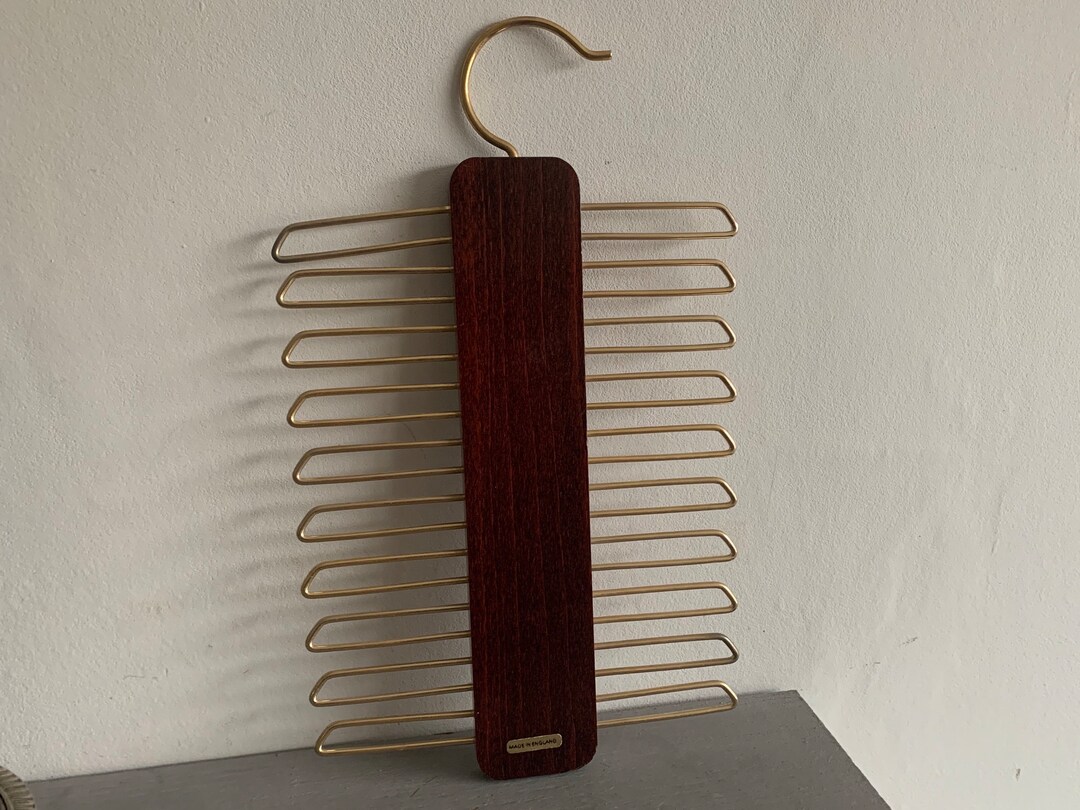 Vintage Dark Wooden Tie Rack / Tie Storage Hanger Made in England Etsy
