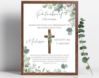 Godparent letter PDF file / gift idea / godparent certificate personalizable / poster / christening /