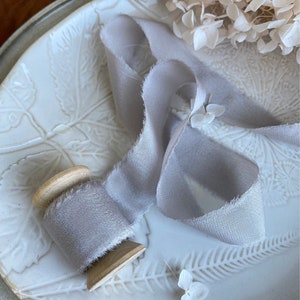 Silk Ribbon, Hand dyed, Cotton Silk,  Wedding Invitation Tie, Wax Stamp, Gift Wrap, Bridal Bouquet
