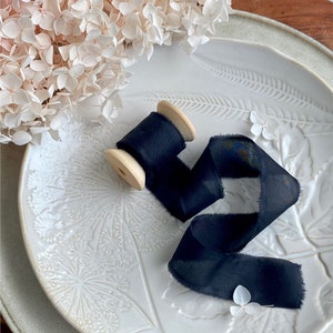 Silk Ribbon, Hand dyed, Cotton Silk,  Wedding Invitation Tie, Wax Stamp, Gift Wrap, Bridal Bouquet