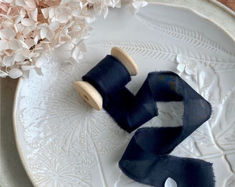 Silk Ribbon, Hand dyed, Cotton Silk,  Wedding Invitation Tie, Wax Stamp, Gift Wrap, Bridal Bouquet