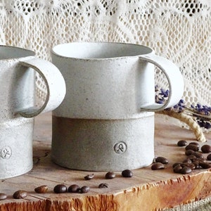 White Ceramic Mug Minimalist Organic Pottery Mug Stoneware Coffee Mug Unique Pottery Mug Handmade Rustic Ceramic Tea Cup Matte Glaze 1 tall mug