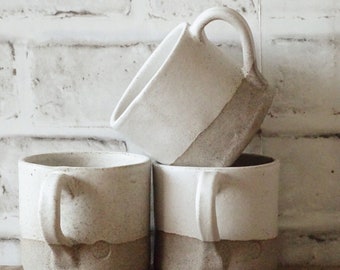 White Ceramic Mug Minimalist Organic Pottery Mug Stoneware Coffee Mug Unique Pottery Mug Handmade Rustic Ceramic Tea Cup Matte Glaze