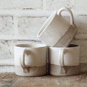 White Ceramic Mug Minimalist Organic Pottery Mug Stoneware Coffee Mug Unique Pottery Mug Handmade Rustic Ceramic Tea Cup Matte Glaze image 1