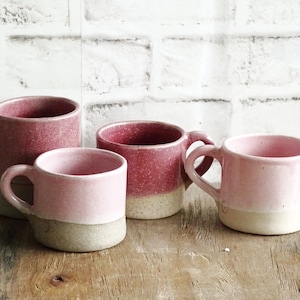 Pink Pottery Mug, Espresso Ceramic Coffee Mug, Cappuccino Mug, Neutral Speckled Maroon Stoneware Mug, Organic Minimal Ceramic Mug, Wabi Sabi