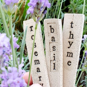 Pottery Herb Garden Markers Ceramic Rustic Flower Plant Markers Label Stoneware Vegetable Garden Tags Stakes Markers Farmhouse Garden Decor image 1