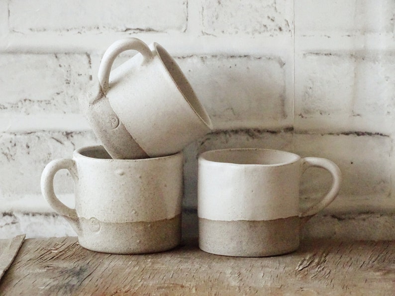 White Ceramic Mug Minimalist Organic Pottery Mug Stoneware Coffee Mug Unique Pottery Mug Handmade Rustic Ceramic Tea Cup Matte Glaze image 4