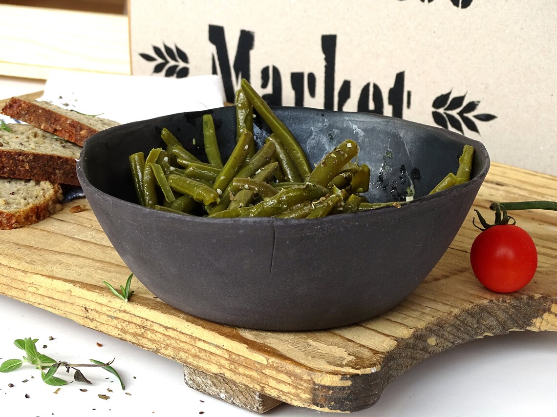 Schwarze Keramik Schale handgemachte Keramik Schüssel Salat | Etsy