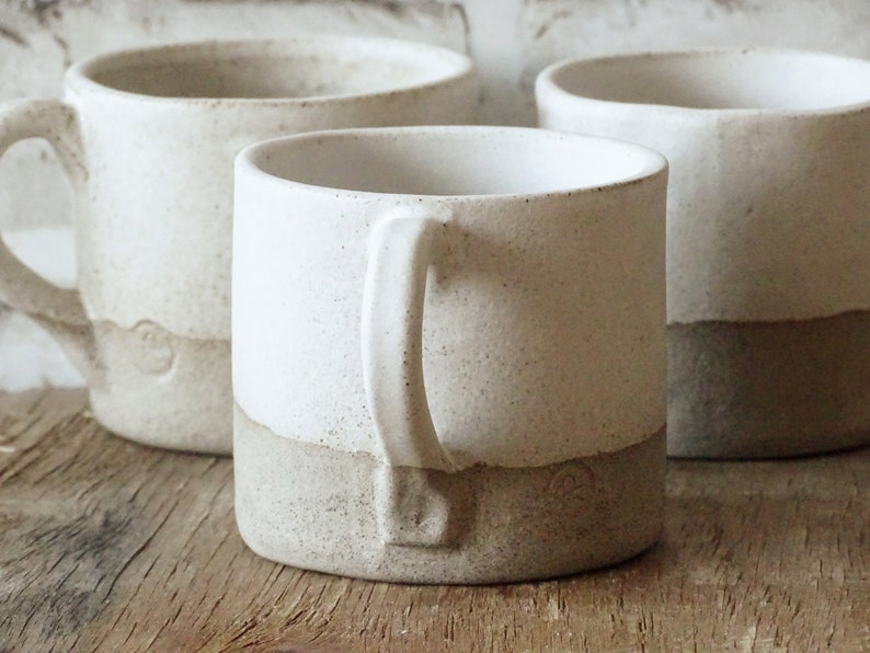 White Ceramic Mug Minimalist Organic Pottery Mug Stoneware Coffee Mug Unique Pottery Mug Handmade Rustic Ceramic Tea Cup Matte Glaze image 5