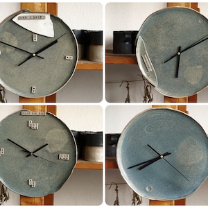 Green Ceramic Wall Clock Action Marks Handmade Round Wall Clock Large Abstract Pottery Wall Clock Modern Minimalist Stoneware Wall Art Clock image 9