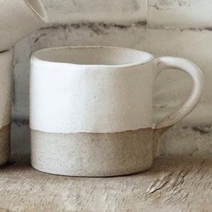 White Ceramic Mug Minimalist Organic Pottery Mug Stoneware Coffee Mug Unique Pottery Mug Handmade Rustic Ceramic Tea Cup Matte Glaze image 2