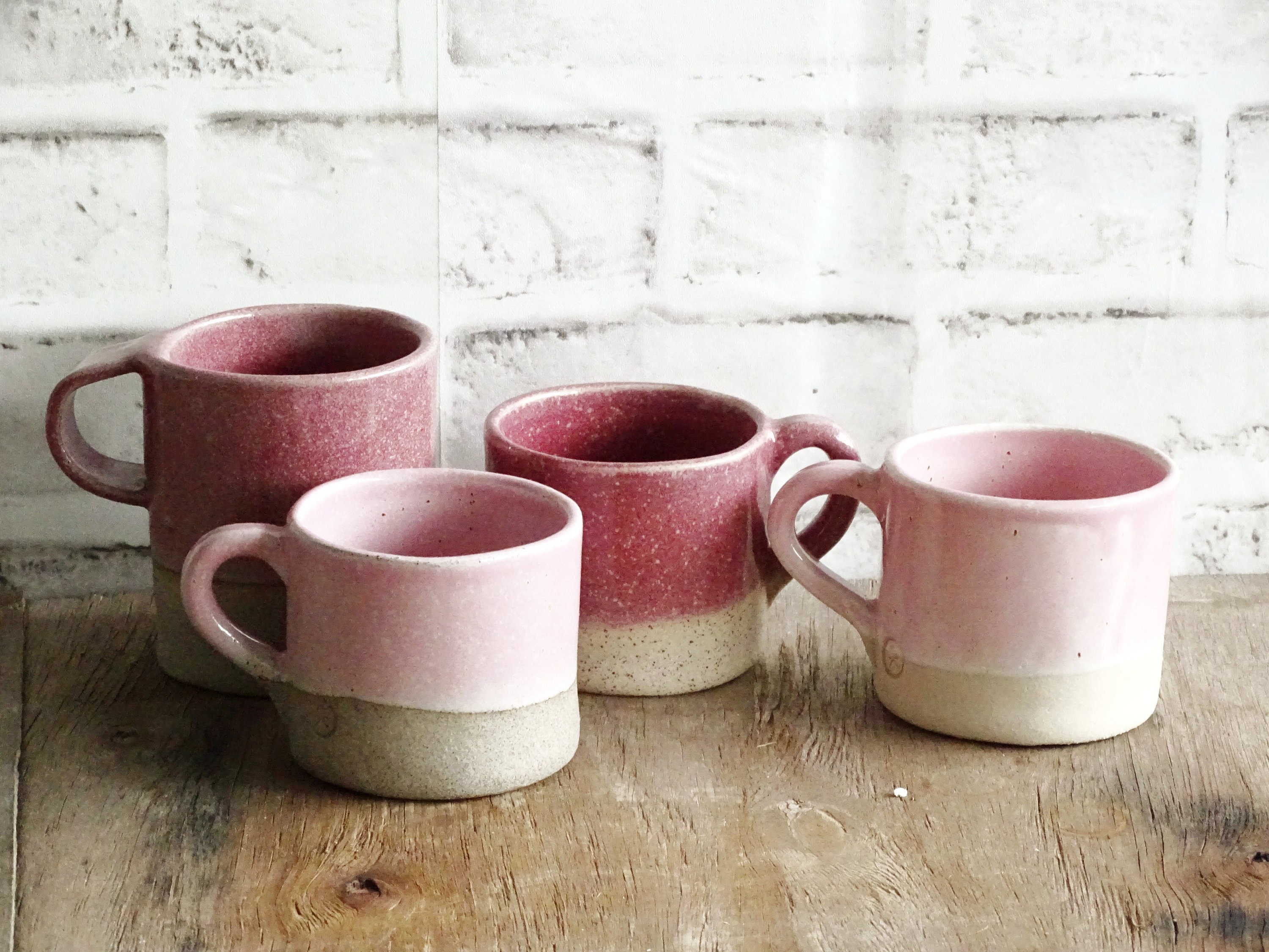 Pink Stoneware Coffee Mug: Minimalist Maroon Ceramic Coffee Cup