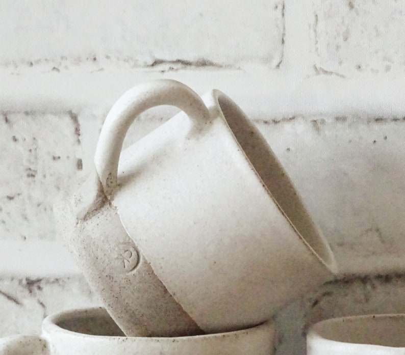 White Ceramic Mug Minimalist Organic Pottery Mug Stoneware Coffee Mug Unique Pottery Mug Handmade Rustic Ceramic Tea Cup Matte Glaze image 3