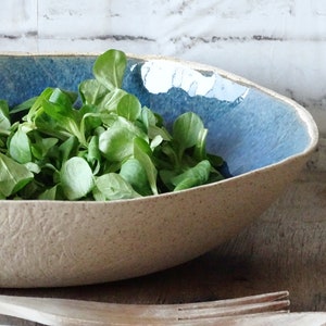 Extra Large Ceramic Bowl Indigo Blue Modern Rustic Stoneware Mixing Bowl Organic Pottery Salad Serving Bowl Handmade Wabi Sabi Fruit Bowl image 8