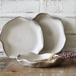 White Ceramic Shell Dish, Small Pottery Bowl, Side Serving Dish, Stoneware Mini Bowl, Ramekin, Sauce Dip Bowl, Minimalist Pottery Dinnerware