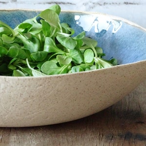 Extra Large Ceramic Bowl Indigo Blue Modern Rustic Stoneware Mixing Bowl Organic Pottery Salad Serving Bowl Handmade Wabi Sabi Fruit Bowl zdjęcie 3