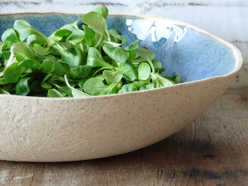 Extra Large Ceramic Bowl Indigo Blue Modern Rustic Stoneware Mixing Bowl Organic Pottery Salad Serving Bowl Handmade Wabi Sabi Fruit Bowl image 3