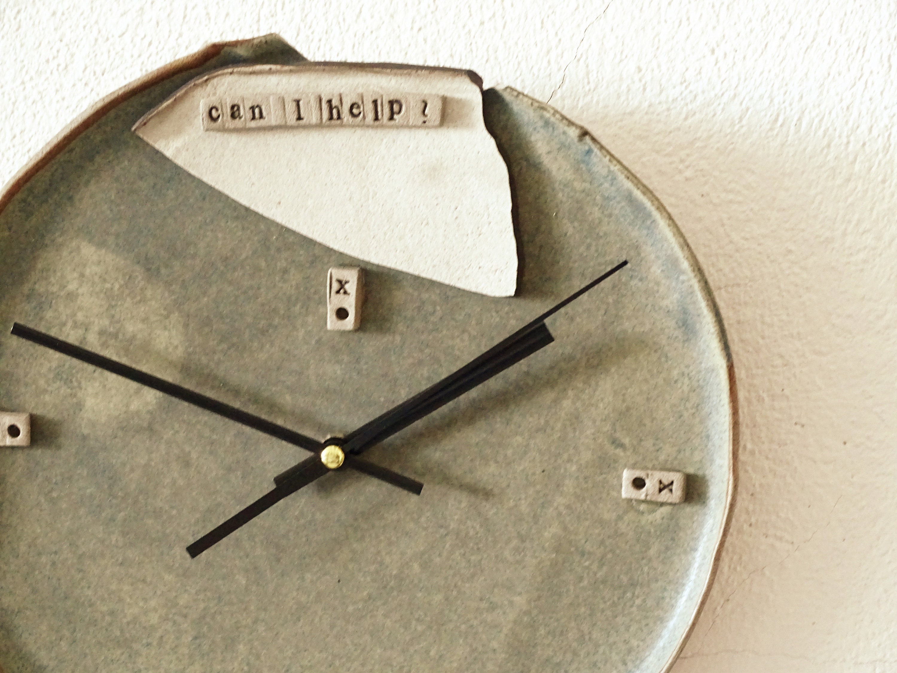 Green Ceramic Wall Clock Handmade Round Clock Large Abstract Etsy