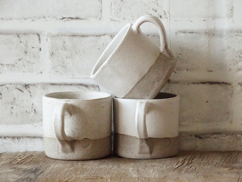 White Ceramic Mug Minimalist Organic Pottery Mug Stoneware Coffee Mug Unique Pottery Mug Handmade Rustic Ceramic Tea Cup Matte Glaze image 1