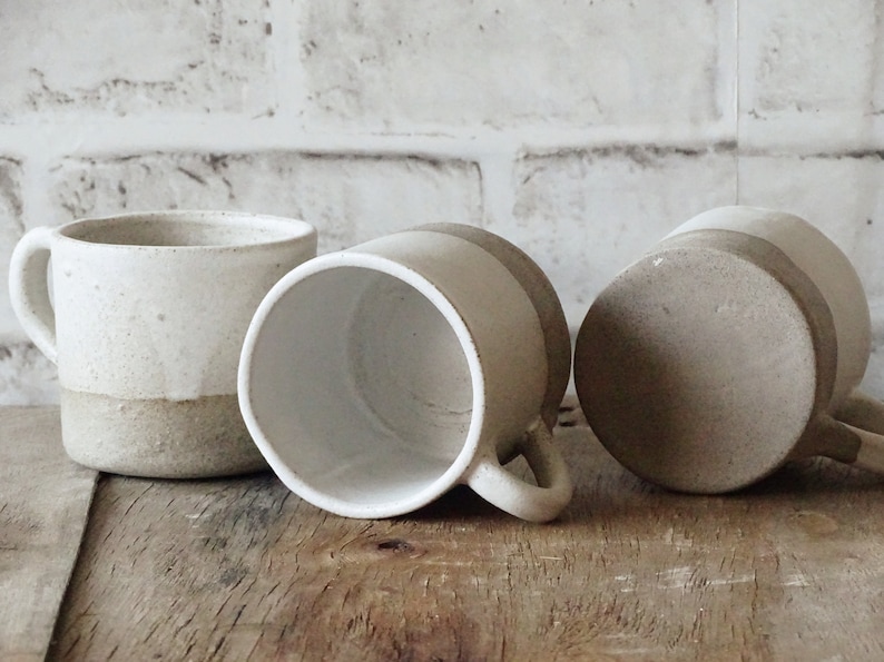White Ceramic Mug Minimalist Organic Pottery Mug Stoneware Coffee Mug Unique Pottery Mug Handmade Rustic Ceramic Tea Cup Matte Glaze image 6