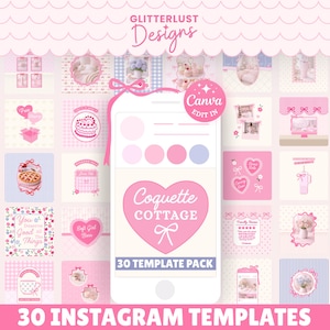 Coquette Soft Girl Canva Instagram Templates, Cottagecore Social Media (Digital Download)