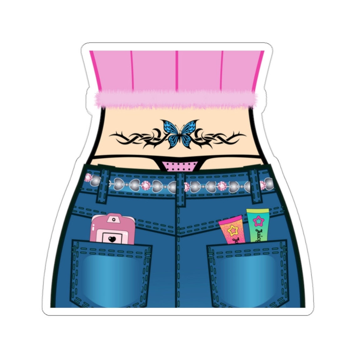 Tramp Stamp Y2K Early 2000s Sticker 5x3in HD 3D 90s Inspired Etsy Ireland