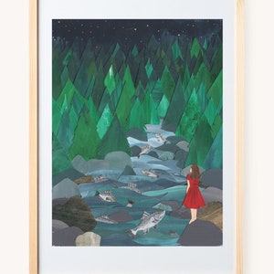 Against the current - Art print | Upstream| salmon| obstacles| stream|river