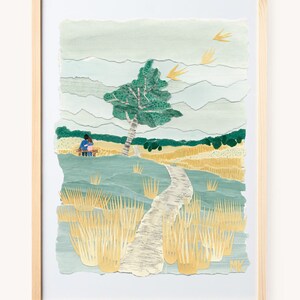 The Bench - Art Print | Illustration | Collage art | Veluwe | Rozendaalse Veld | walking | Netherlands |