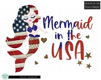 Download Mermaid In Usa Svg Etsy