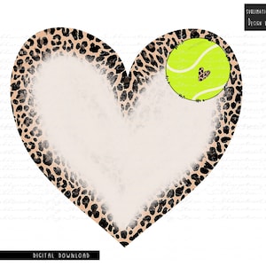 Design de sublimação de coração de tênis PNG para download, tênis PNG, bola de tênis, coração de leopardo PNG, design de tênis, arquivo de sublimação de coração de leopardo PNG