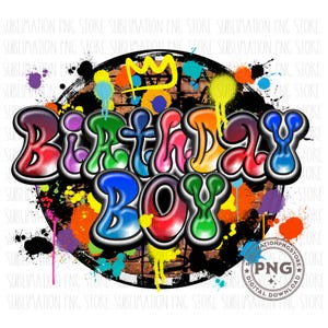 Diseño de sublimación de graffiti de cumpleaños de niño de cumpleaños Descargar