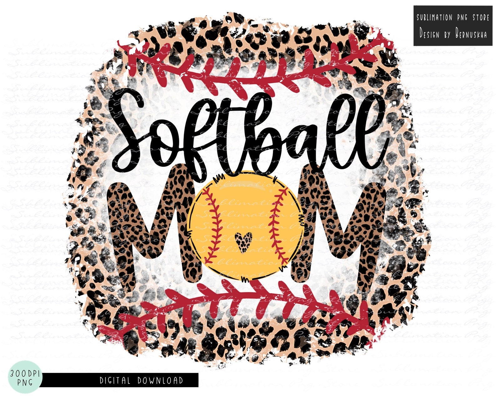 Softball Mom Png Sublimation Design Download Leopard Softball Etsy