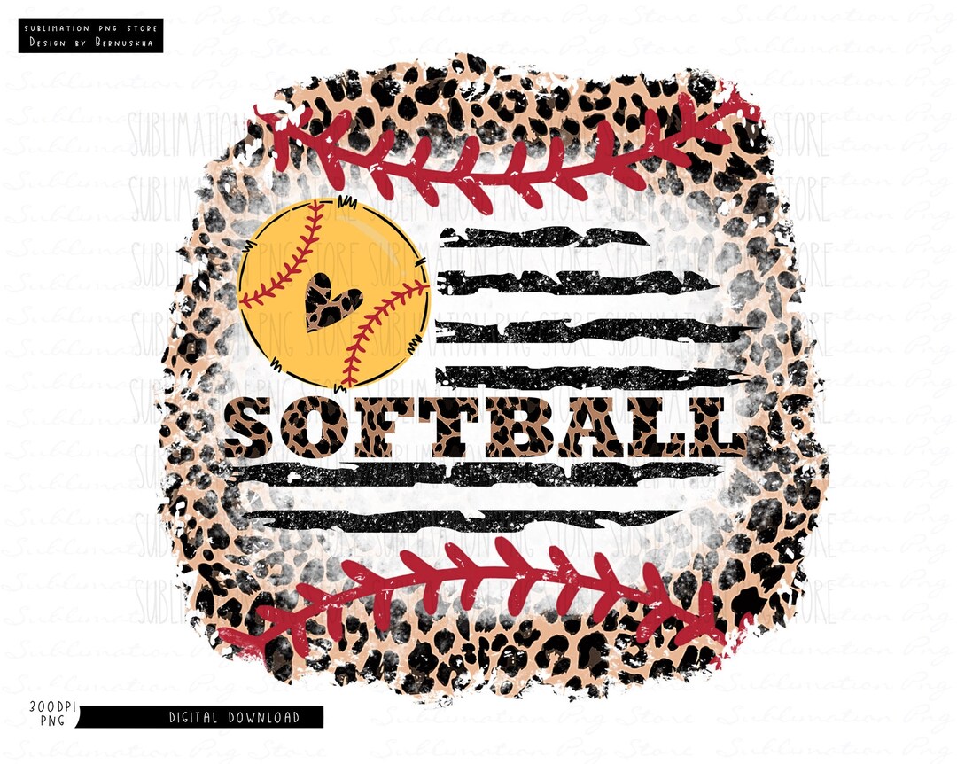 Leopard Softball Png Sublimation Design Download, Softball Flag Png