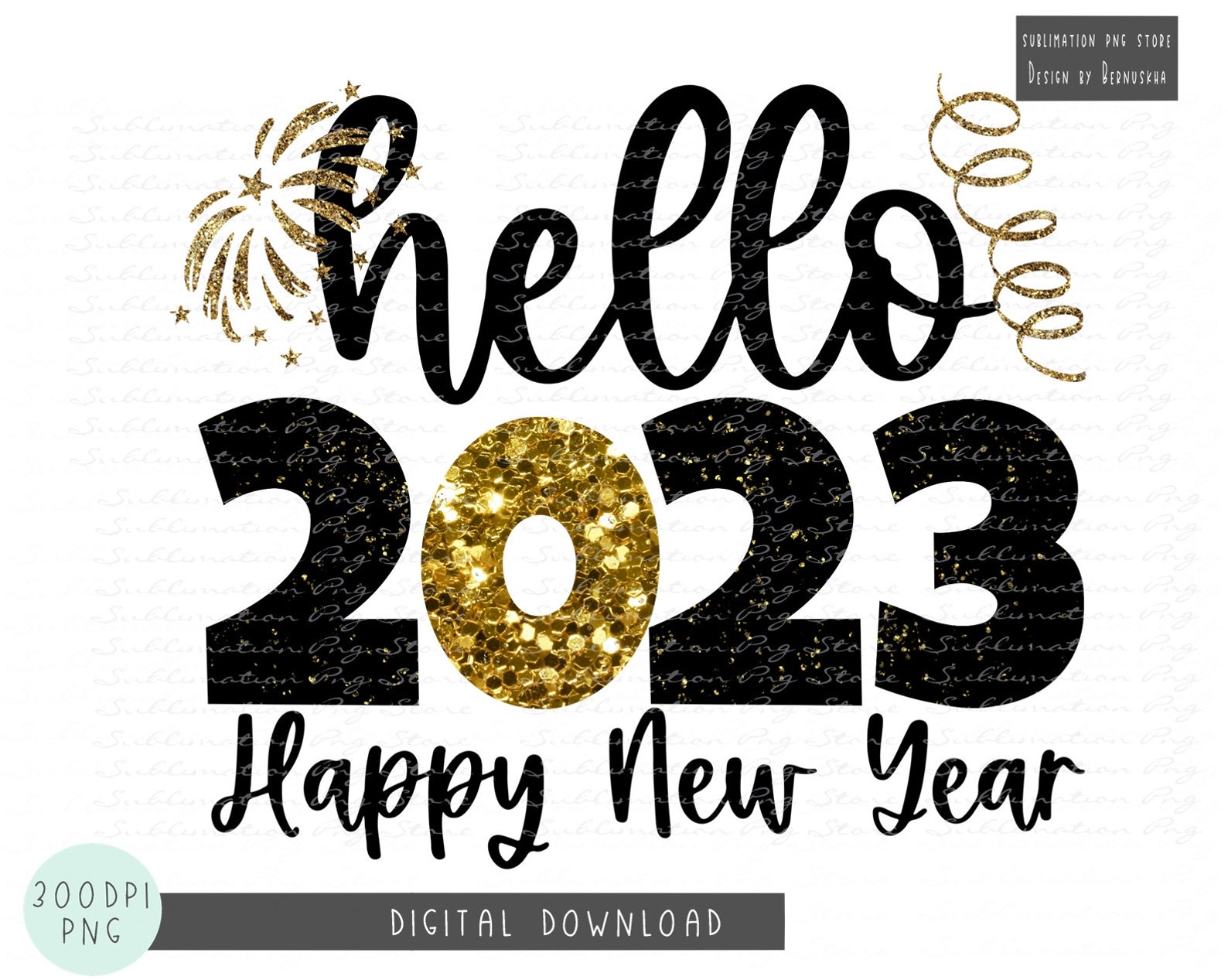 Hello 2023 Png Sublimation Design Happy New Year Png Etsy UK