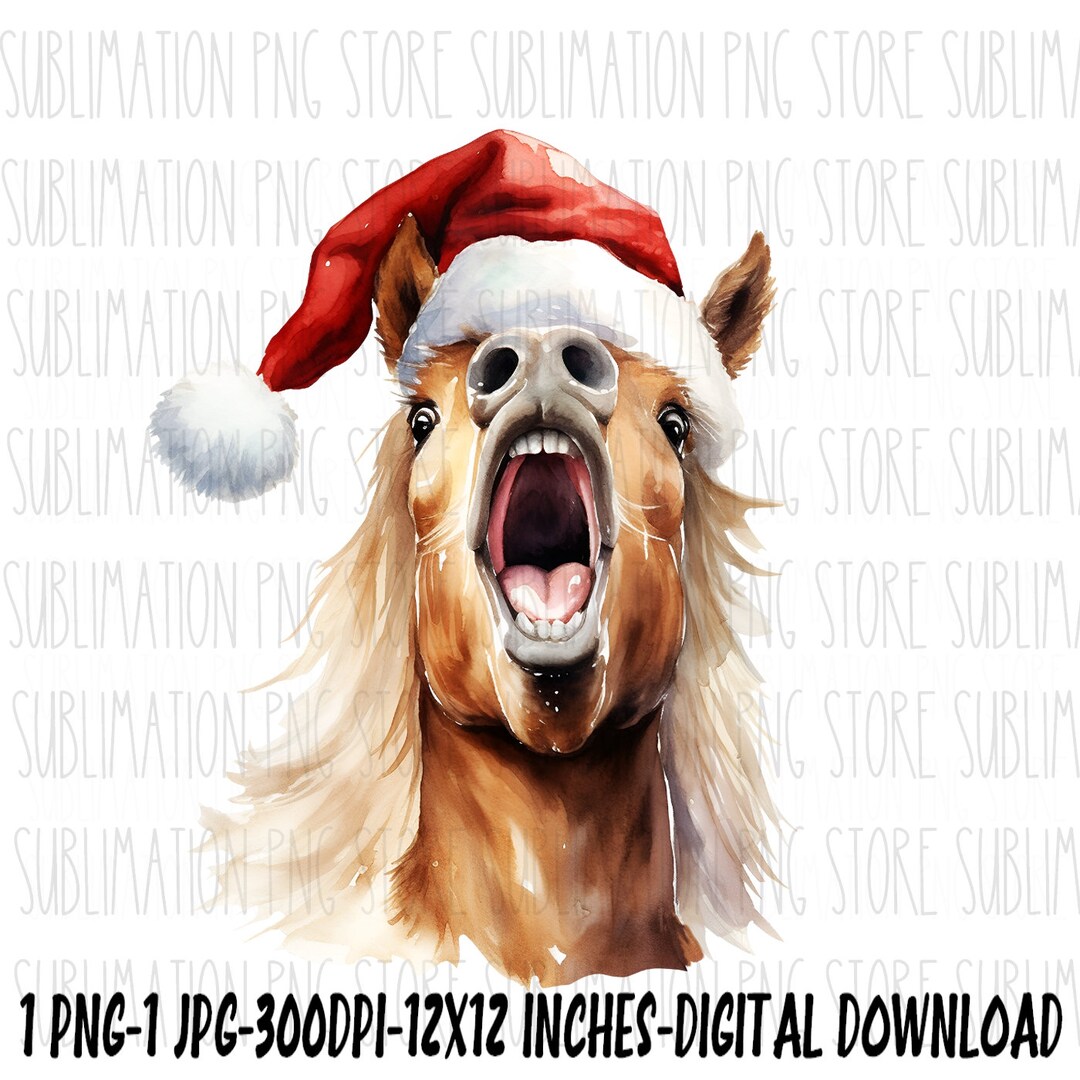 Horse Christmas Png Jpg Funny Horse Sublimation Design - Etsy