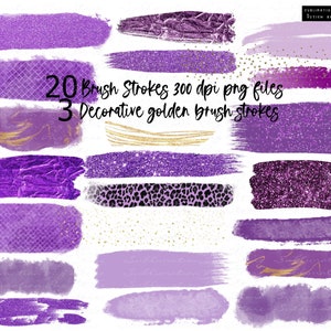 Lila Pinselstriche Clipart, Pinselstriche Png Clipart, Pinselstriche Sublimationsdesign, Glitter Aquarell Acryl Pinselstriche