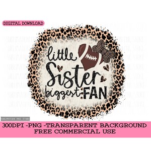 Download de design de sublimação de futebol PNG, download de design de sublimação de futebol Little Sister Biggest Fan PNG, design de coração de futebol PNG