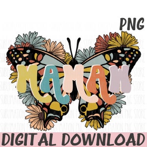 Mamaw Png Sublimation Design Papillon Png Fête des Mères Téléchargement numérique