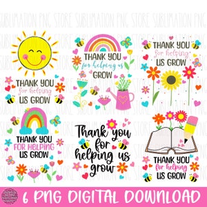 Merci de nous avoir aidés à grandir Png sublimation design professeur Merci Clipart Digital Download