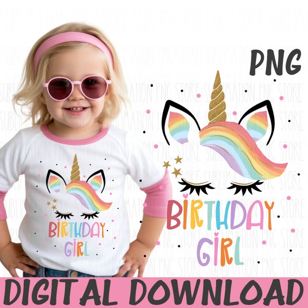 Unicorn Birthday Girl Png Sublimation Design Download