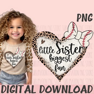 Leopard Baseball Png Sublimationsentwurf Kleine Schwester Größter Fan Digitaler Download