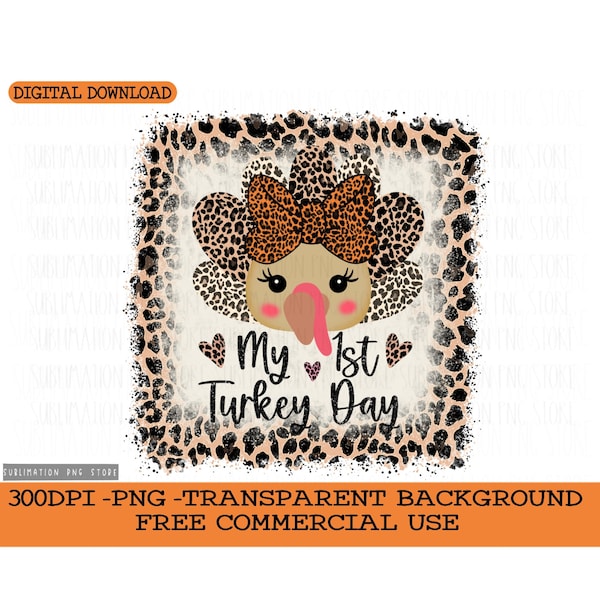 My 1st Turkey Day Girl Png Sublimation Design Digital Download, First Thanksgiving Png, Girl Turkey Png, Turkey Day Png, Baby Autumn Png