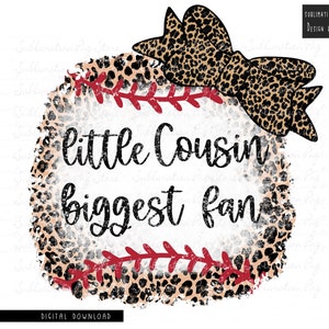 Download de design de sublimação de beisebol PNG, download de design de sublimação de beisebol Little Cousin Biggest Fan PNG, designs de beisebol